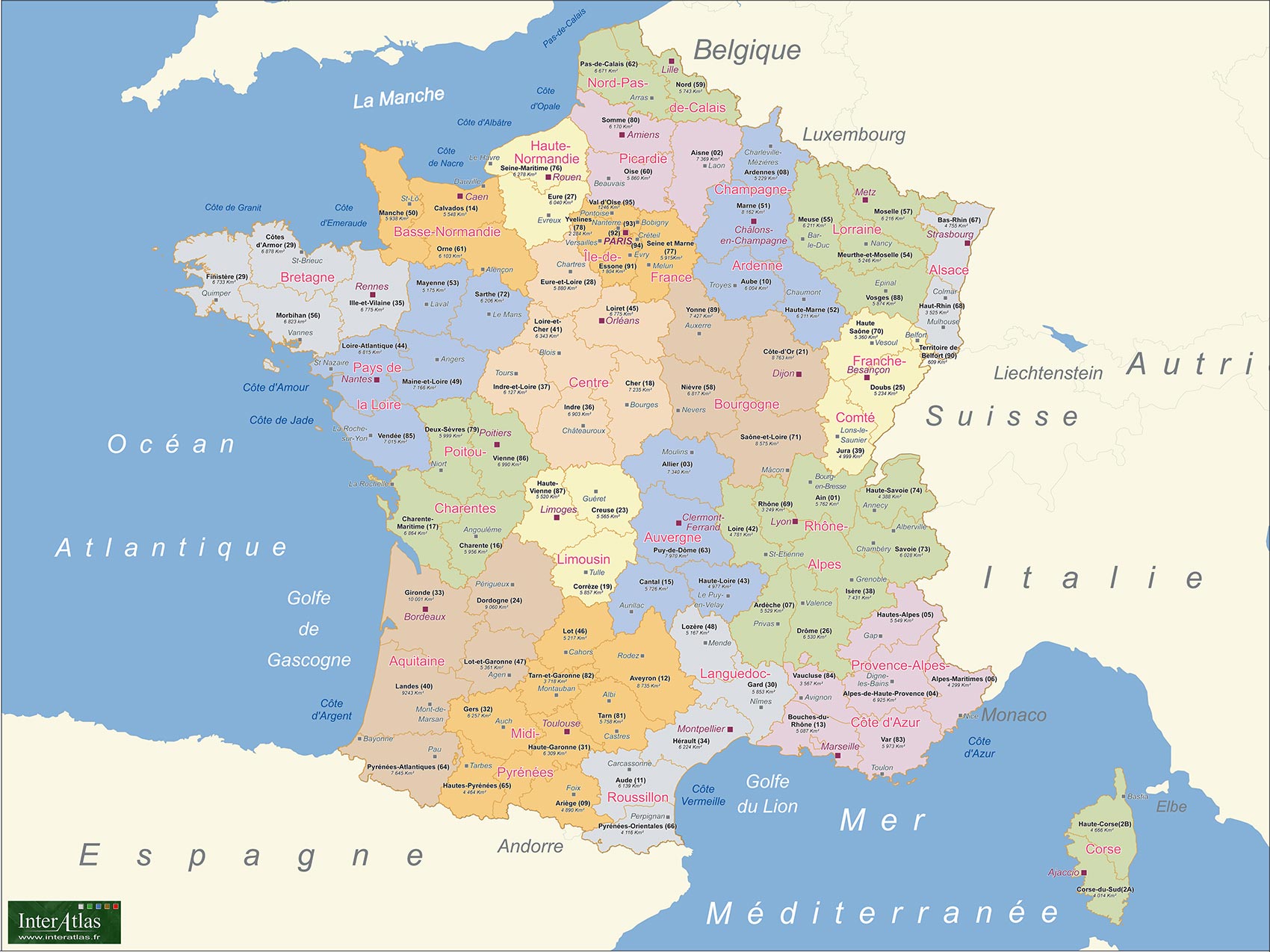 carte france regions haute definition