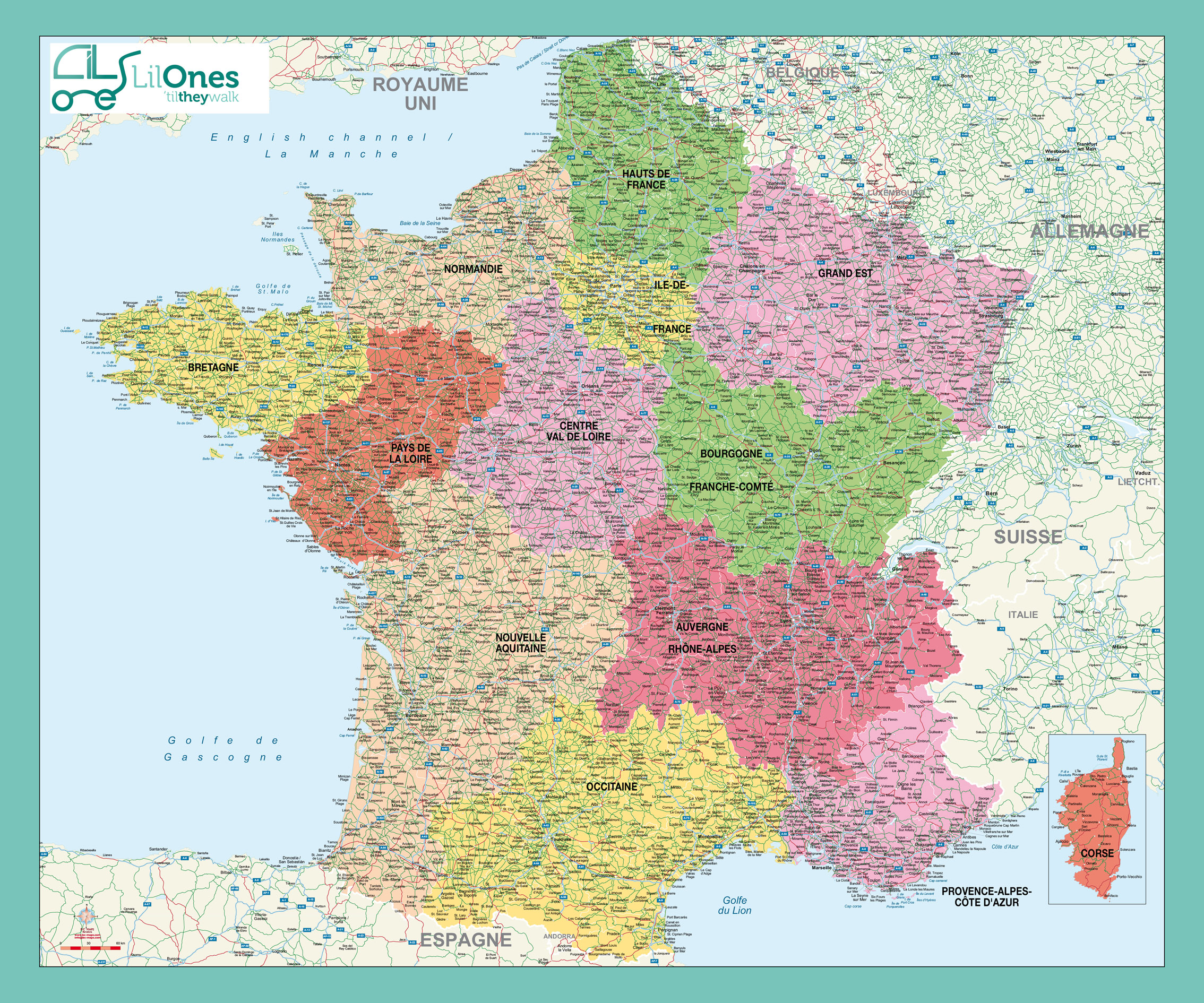 Carte détaillée de la France  Carte de france département, Carte