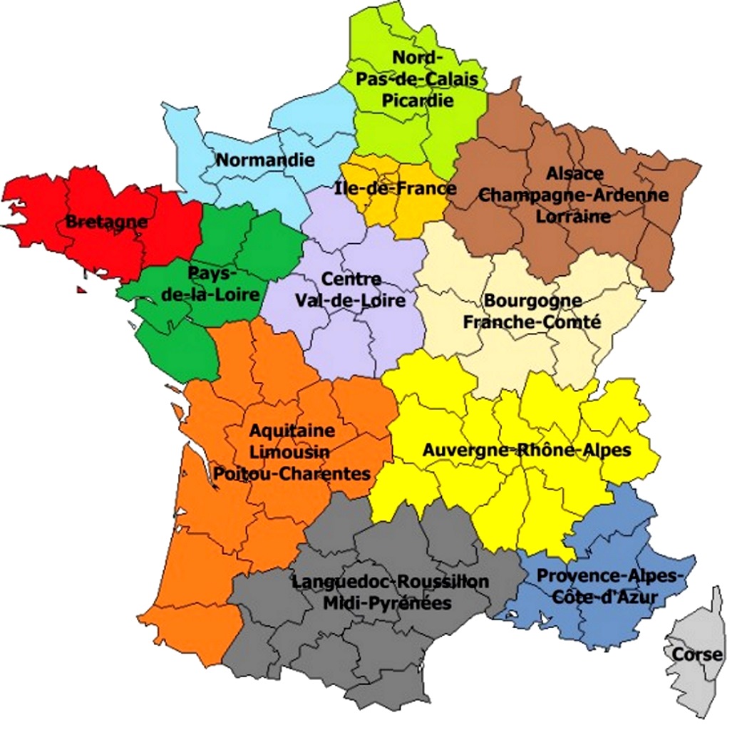 carte de france découpage régional
