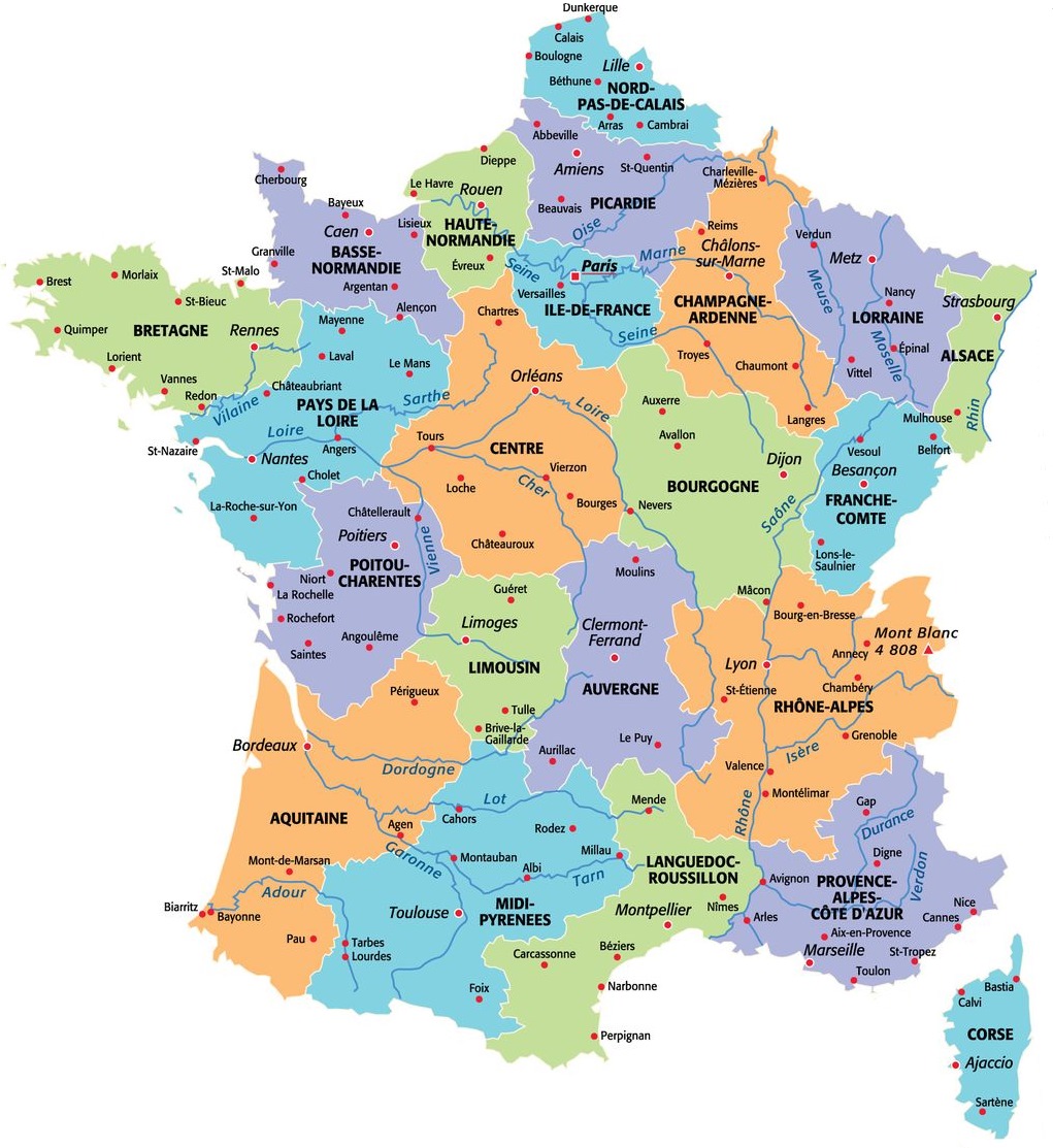 carte des regions de France