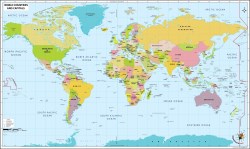carte du monde avec pays et capitales